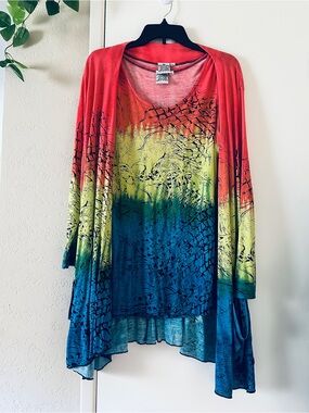 Parsley & Sage Tunic Set XL Asymmetrical Jacket with Matching Tank
